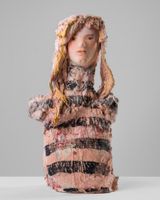 Woman with striped top by Linda Marrinon contemporary artwork sculpture