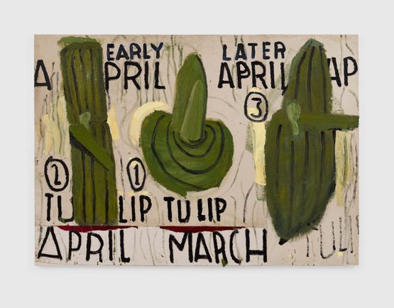 3 Young Tulips by Rose Wylie contemporary artwork Painting