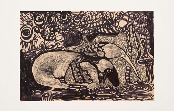 Anteater from the BlackWhite Animals series by Wanda Pimentel contemporary artwork Works on Paper