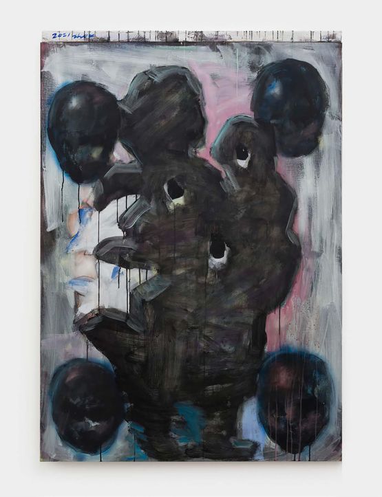 The Silhouette Of A Statue with Black Holes On by Zhou Yilun contemporary artwork Painting
