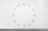 circle of beautiful white flowers by Andrew Lord contemporary artwork sculpture