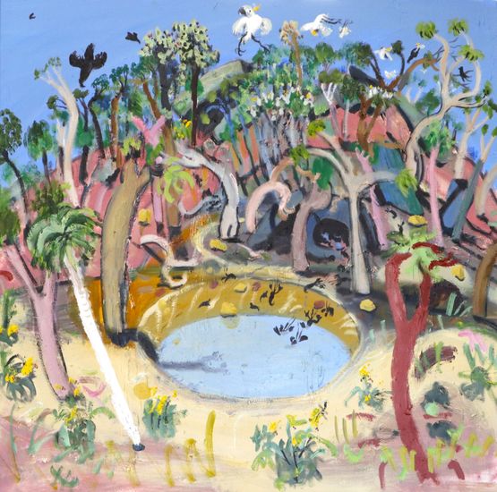 Bush crayfish den with palm tree by Andy Pye contemporary artwork Painting