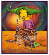 O farol da ilha flutuante  The lighthouse of the floating island by Osgemeos contemporary artwork painting