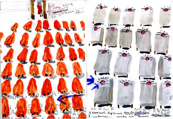 Handmaids Tale Film Notes by Rose Wylie contemporary artwork Works on Paper
