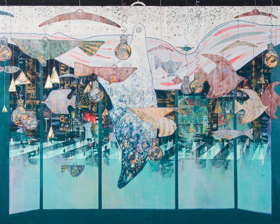 A Whale Watching the City by Kosuke Harasawa contemporary artwork Painting