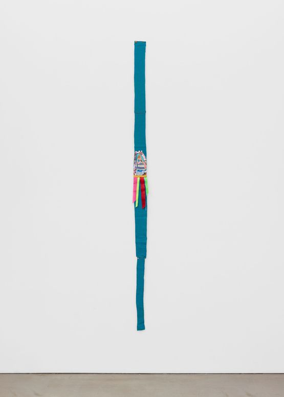 Blue felt ribbon 2 by Delaine Le Bas contemporary artwork Textile