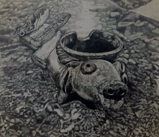 In The Kitchen - 1 Grandmas Nightmare by Vivek V C contemporary artwork Drawing