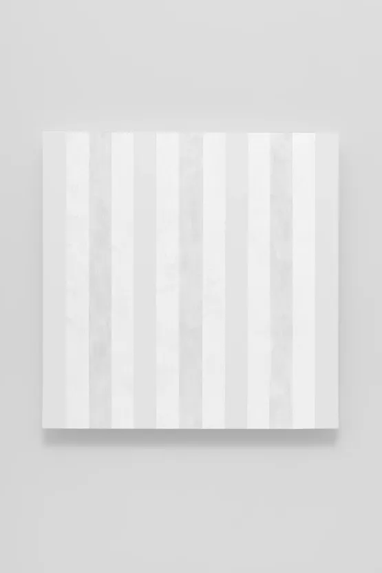 Untitled White Multiband with White Sides Beveled by Mary Corse contemporary artwork Painting