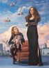 Inverso Mundus Mother and Daughter with Catpig by AESF contemporary artwork Painting