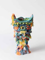 Polychrome loopy urn with rainbow arches by Ebony Russell contemporary artwork sculpture