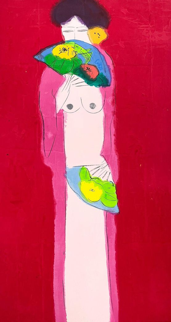 Allure of Fiery Red by Walasse Ting contemporary artwork Painting