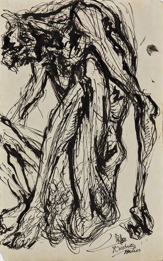 Untitled Bengal Famine by Krishna Reddy contemporary artwork Works on Paper