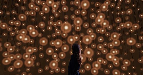 Massless Suns and Dark Spheres by teamLab contemporary artwork Sculpture