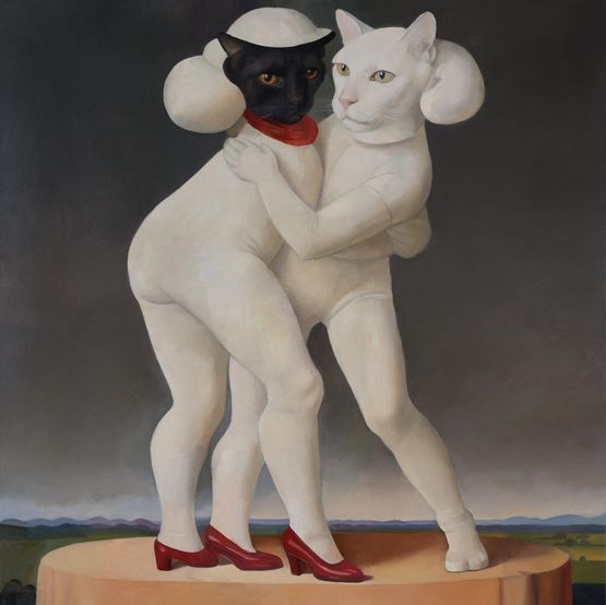 Dancing Cats by Von Wolfe contemporary artwork Painting