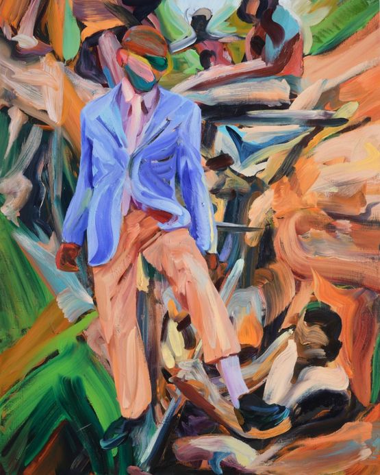The Sapeur and the Tsunami by Duncan Wylie contemporary artwork Painting