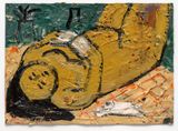 reading on the floor with dog by Monica Kim Garza contemporary artwork works on paper