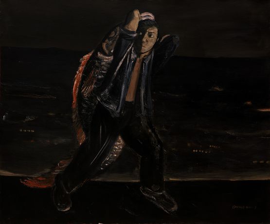 Man Carrying a Fish by Duan Zhengqu contemporary artwork Painting