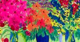 Waving of Red and Green by Walasse Ting contemporary artwork painting works on paper