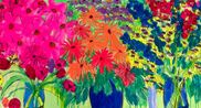 Waving of Red and Green by Walasse Ting contemporary artwork Painting