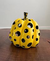 Pumpkin sculpture with holes by Yayoi Kusama contemporary artwork painting