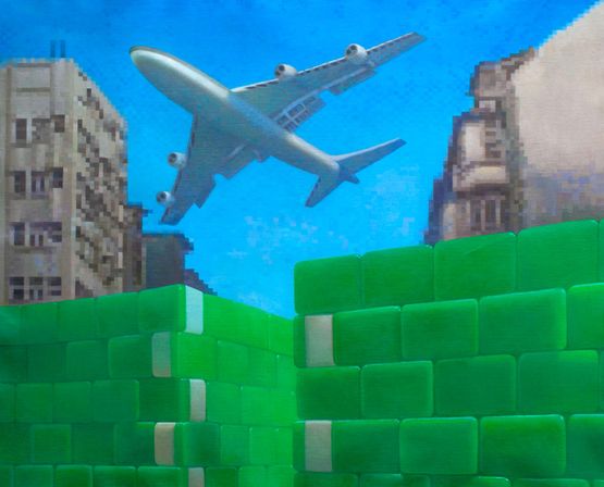 Skyline in Flux Kai Tak by Peter Hong-Tsun Chan contemporary artwork Painting