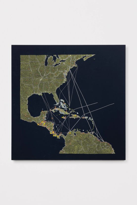 El Pulpo UFCos Great White Fleet Routes and Properties in Central America  the Caribbean by Tiffany Chung contemporary artwork Textile