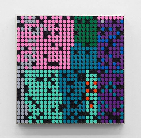 Automatic Drawing PinkGreenPurple by Rebecca Baumann contemporary artwork Mixed Media