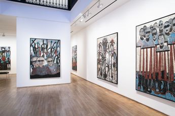Contemporary art exhibition Omar Ba Autopsie de nos consciences at Templon 28 Grenier Saint-Lazare Paris France