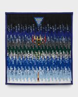 Triangle bleu  motif Cameroun sur fond bleu et gris by Abdoulaye Konate contemporary artwork textile