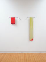 Red Split left Chartreuse right by Helen Calder contemporary artwork painting sculpture