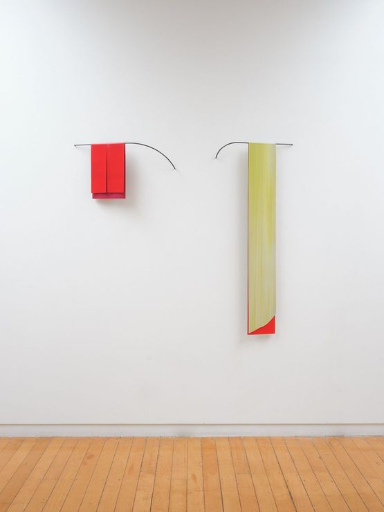 Red Split left Chartreuse right by Helen Calder contemporary artwork Painting