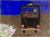 A Taxi Leaving Heathrow with Wild Flowers by Jenny Watson contemporary artwork painting