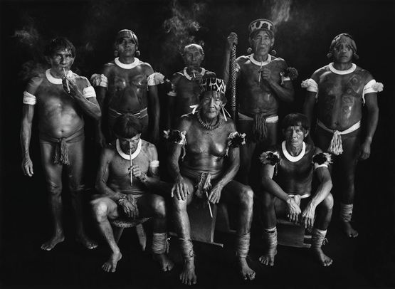 Group portrait of Kamayura shamans. Upper Xingu Mato Grosso Brazil by Sebastiao Salgado contemporary artwork Photography