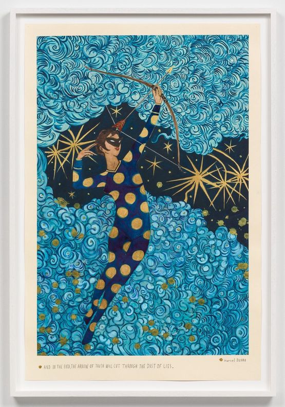 And in the end the arrow of truth will cut through the dust of lies. by Marcel Dzama contemporary artwork Works on Paper