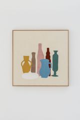 Hand-applied applique on cotton and linen fabrics by Lucia Vergara contemporary artwork textile