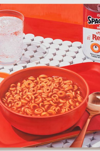 Jamian Juliano-Villani's Spaghettios at Gagosian