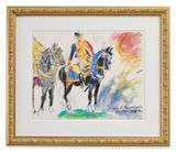 beautiful horses and costumes of Battles - elegance of war by Karen Kilimnik contemporary artwork drawing works on paper