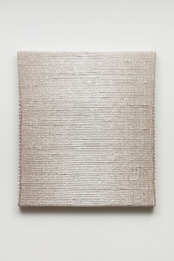Woven Vertical Reflected Linear Gradient as Weft Center White by Analia Saban contemporary artwork Mixed Media