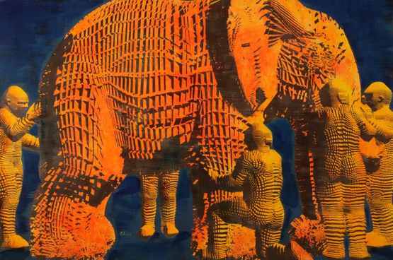 Blind Men and An Elephant left by Miao Xiaochun contemporary artwork Painting