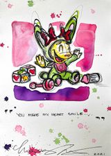 YOU MAKE MY HEART SMILE by Loes Van Delft contemporary artwork painting works on paper drawing