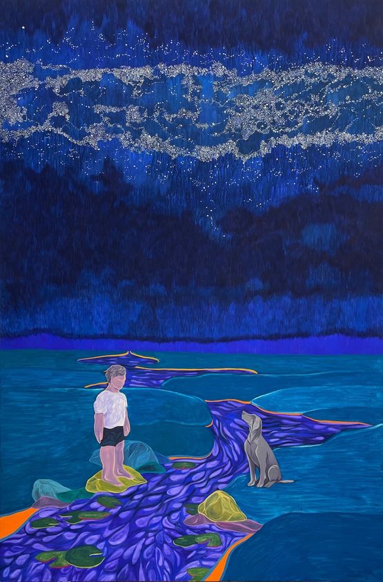Wish you were here Nocturnal Azure by Tess Dumon contemporary artwork Painting