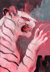 White Tiger by Jia Sung contemporary artwork painting textile