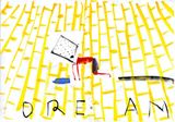 Dream Yellow Bricks Biscuit-head small by Rose Wylie contemporary artwork works on paper