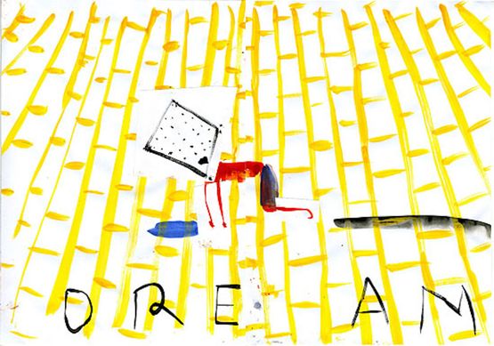 Dream Yellow Bricks Biscuit-head small by Rose Wylie contemporary artwork Works on Paper