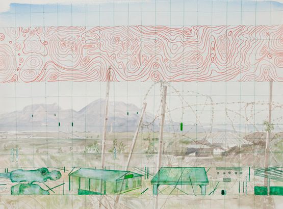 Mountains of the Lost World Bacau 2 by Jon Cattapan Lyndell Brown and Charles Green contemporary artwork Painting
