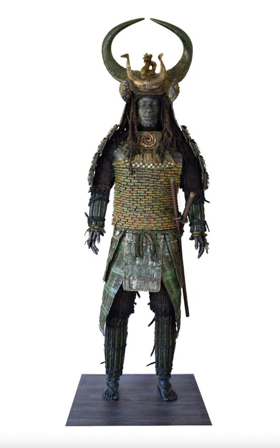 Obsidian Samurai XVIII No Mans Land series by Nicola Roos contemporary artwork Sculpture