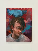 Self-portrait with Blue Bird by Charles Hascoet contemporary artwork painting