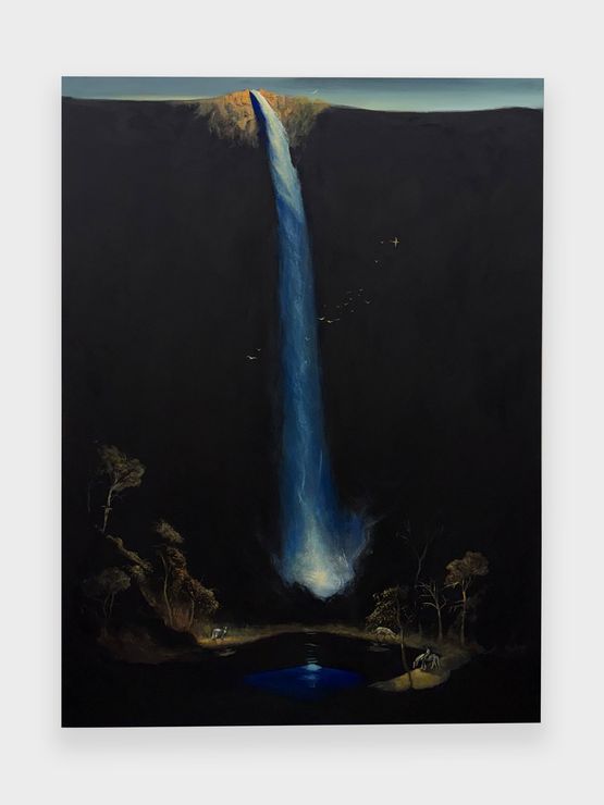 A River Dividing Presence and Absence by Caleb Hahne Quintana contemporary artwork Painting