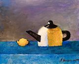 Still life. Kettle  Lemon by Eldar Gurban contemporary artwork painting