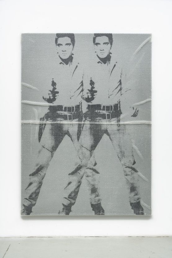 Double Elvis Ferus Type with Bubble Wrap and Packing Tape by Tammi Campbell contemporary artwork Painting